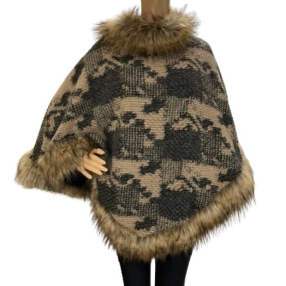 Italian Wool Blend Poncho - Picture 1 of 5